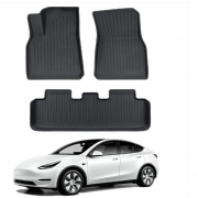 Tesla Model Y Paspas Takımı Ön ve Arka Set Olarak Çizgili Desenli, Siyah Renk
