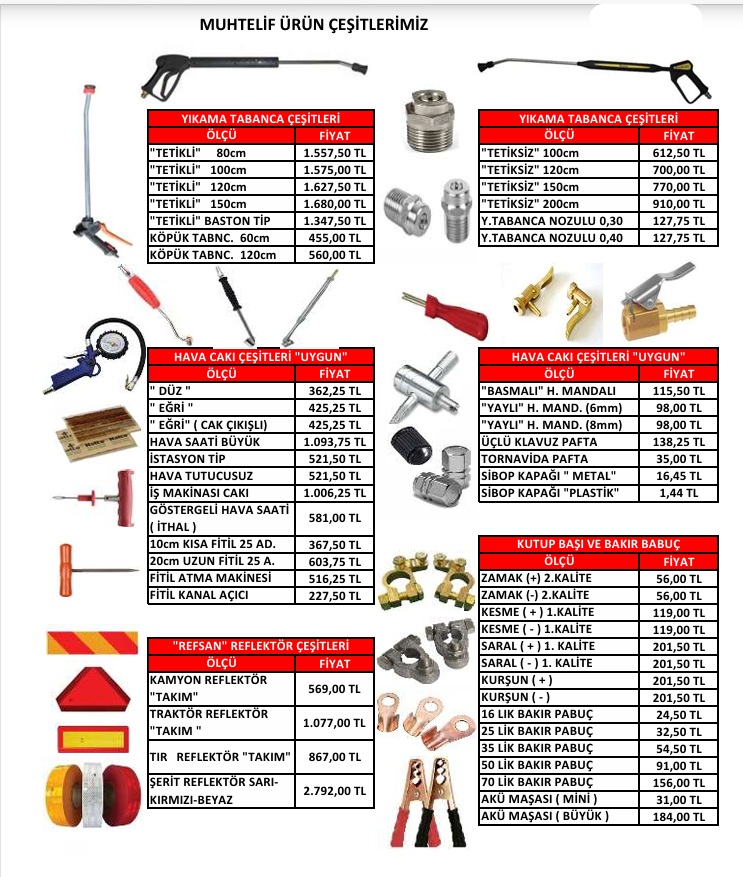 YIKAMA TABANCALARI VE  TAMİR KİTLERİ