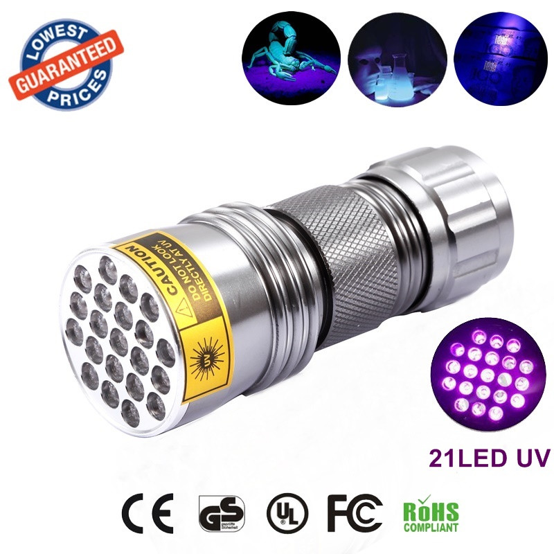 Yüksek kalite 21 LED UV 395-400nm LED UV Fener  lamba UV yapıştırıcı kür Seyahat güvenliği UV algılama, çatlak,kimyasal